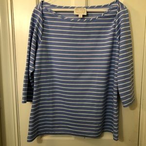 Sail To Sable Blue and White Striped Top. Large
